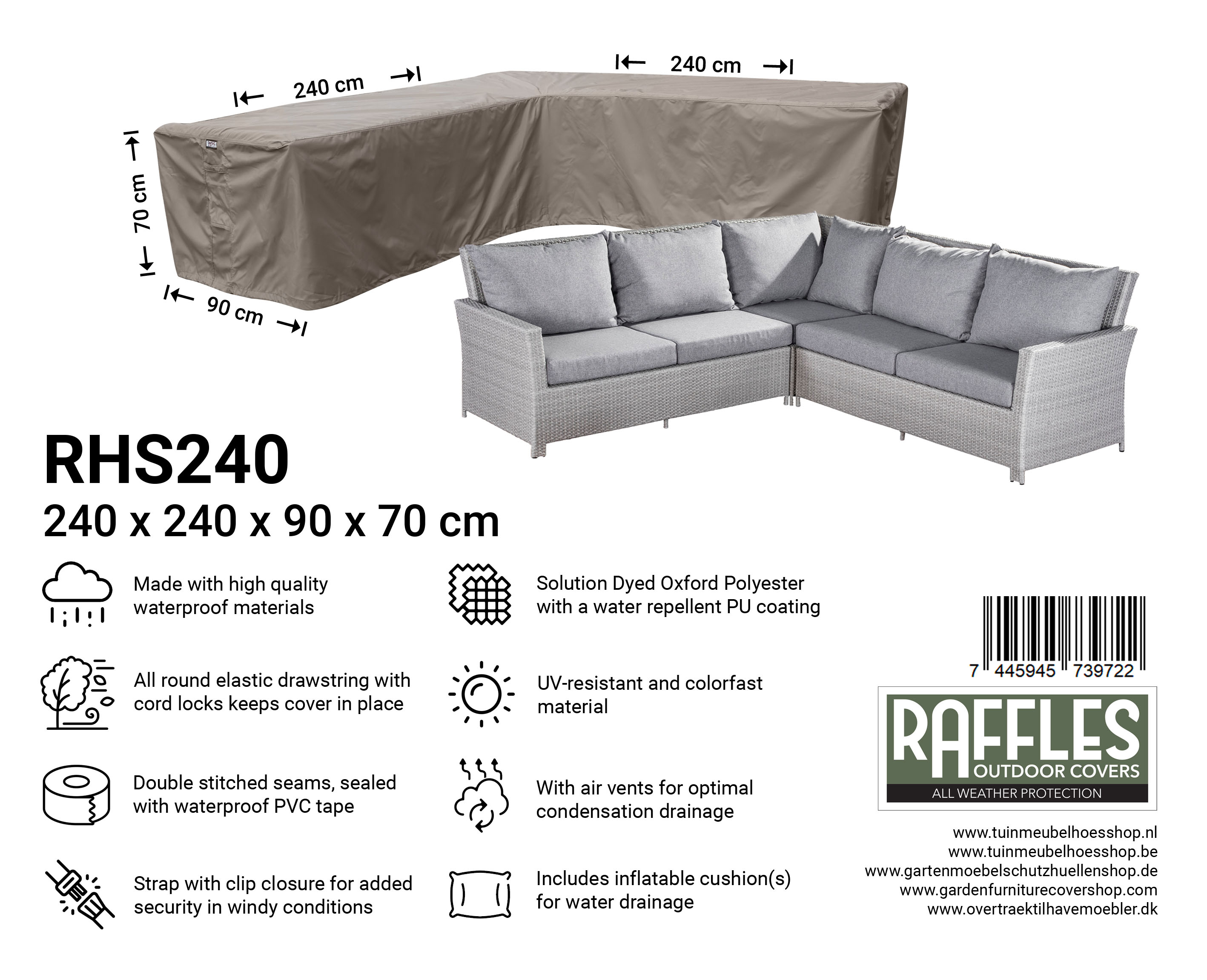 RHS240_7445945739722oko6jmPpyGVIe RHS20 beschermhoes hoekbank 240 x 240 x 90 H: 70 cm
