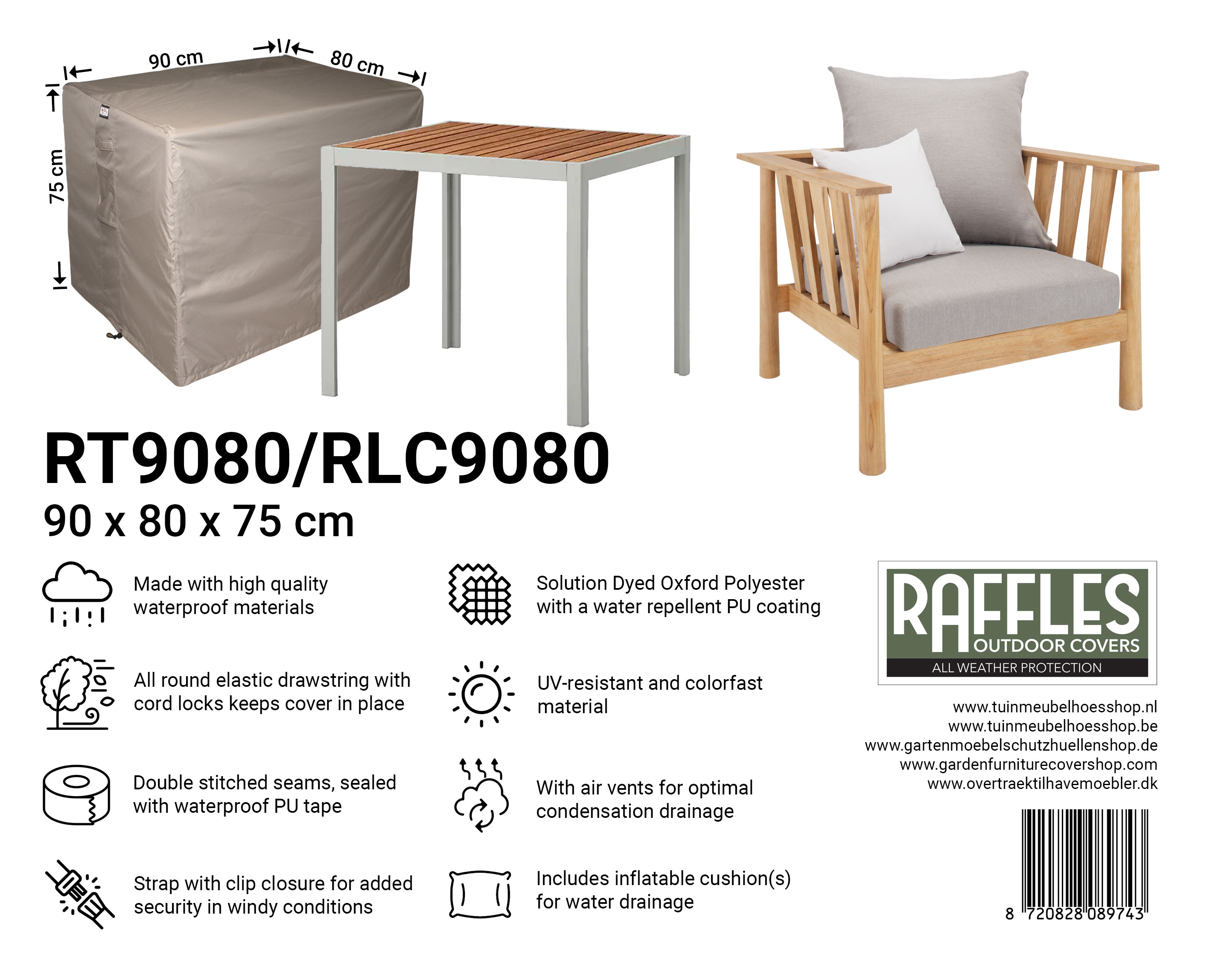Lounge Gartenstuhlabdeckung 90 x 80 H: 75 cm