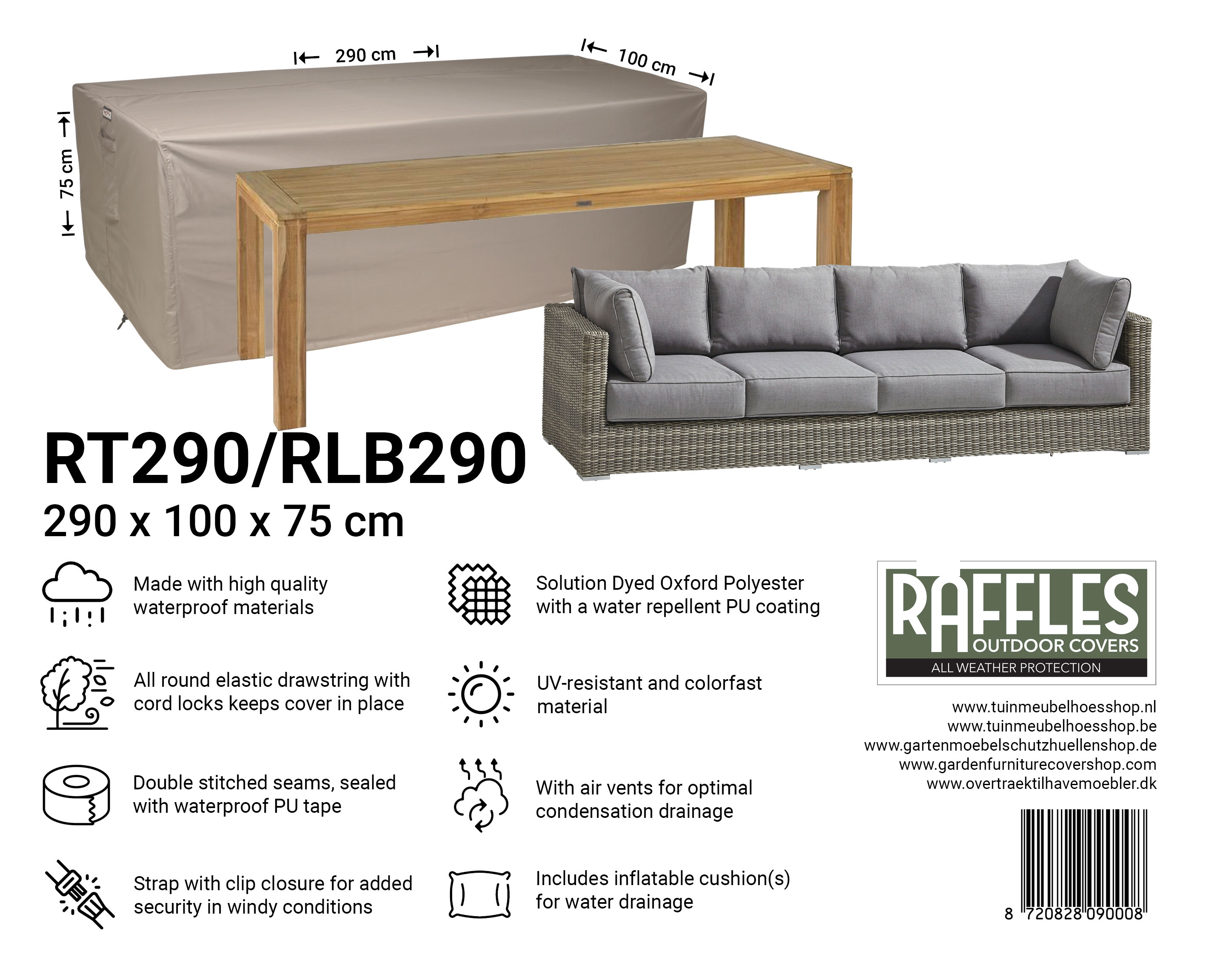 Wetterschutzhülle Gartentisch 290 x 100 cm Wetterschutzhülle Gartentisch 290 x 100 cm