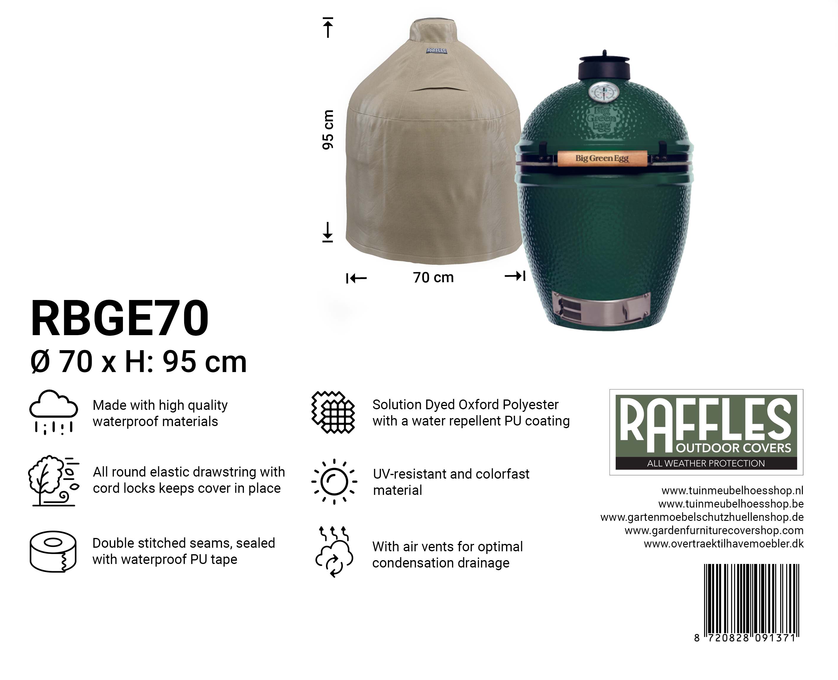 Schutzhülle Durchmesser 70 cm für Big Green Egg Large oder Kamado
