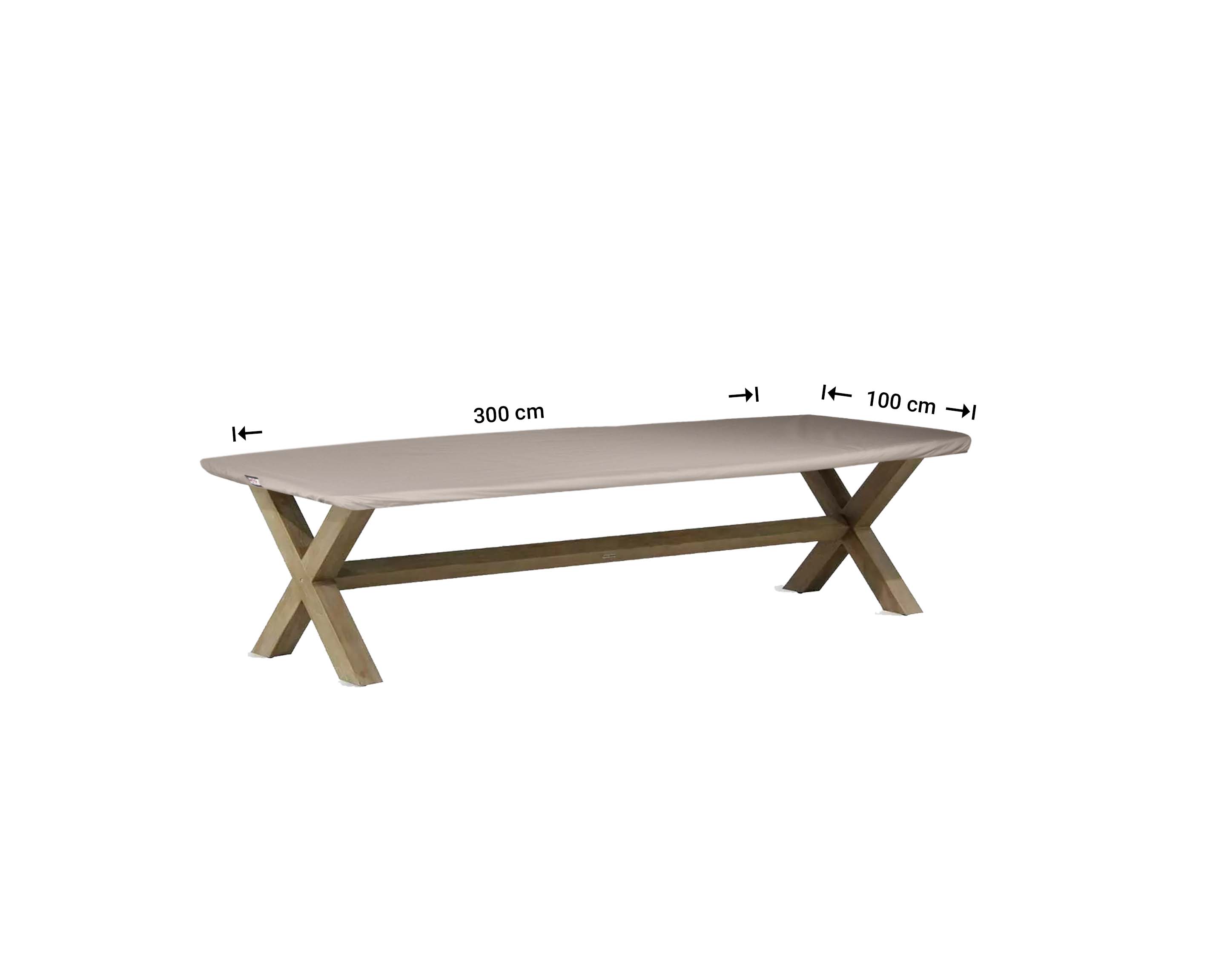Schutzhülle für eine rechteckige Tischplatte 300 x 100 cm