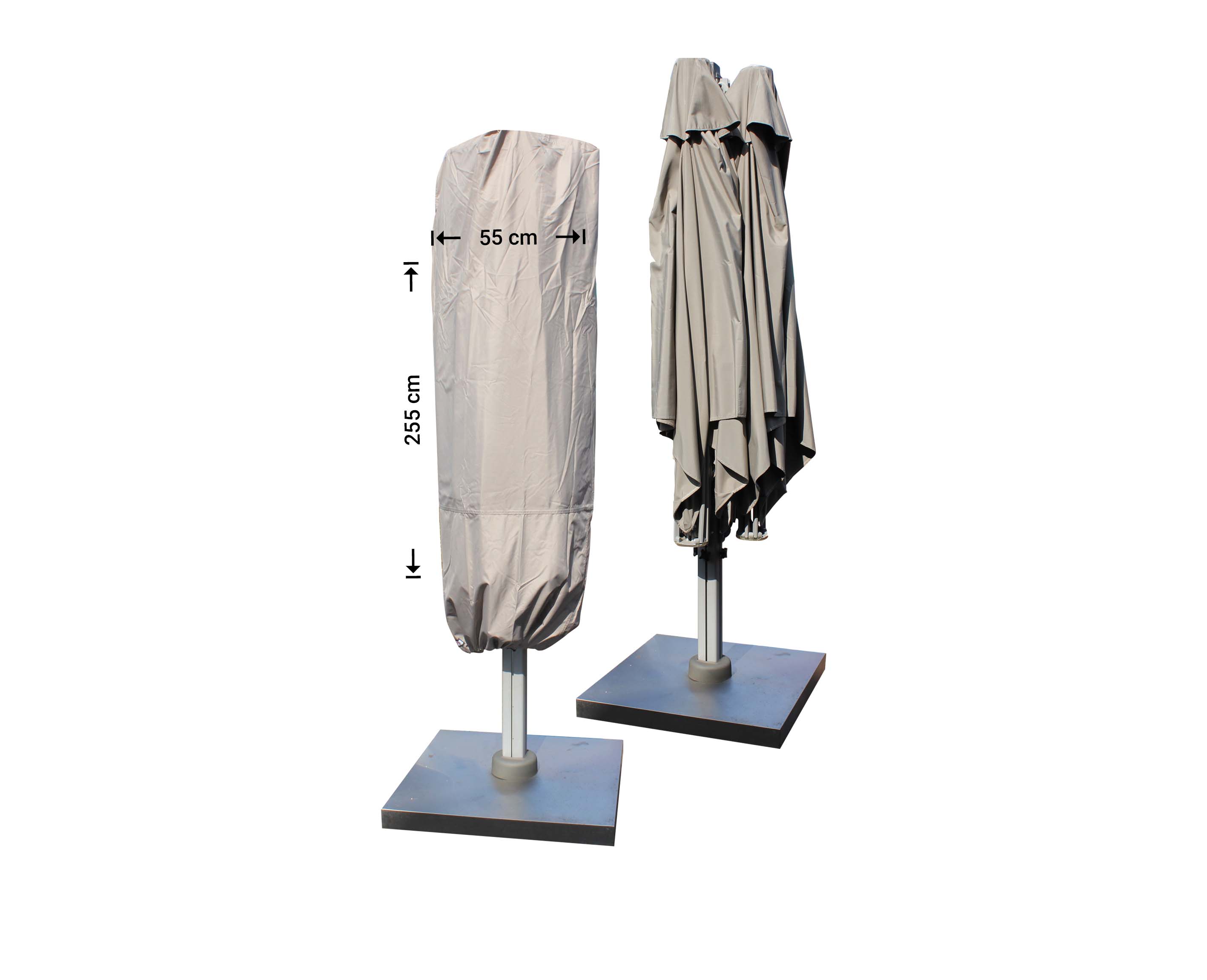 RUSDuoP6XL_AFMETINGEN Beschermhoes voor dubbele parasol
