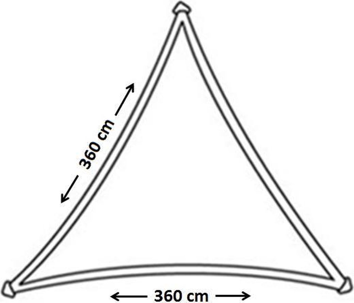 Coolfit schaduwdoek driehoek 3,6m - olijf afmetingen