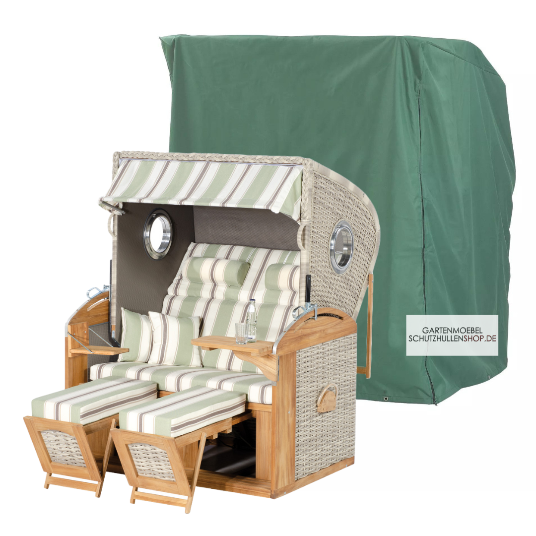 strandkorb-schutzhulle-24 Sonnenpartner-Abdeckhaube, 155 x 105 H: 160 cm, für Strandkörbe, grün