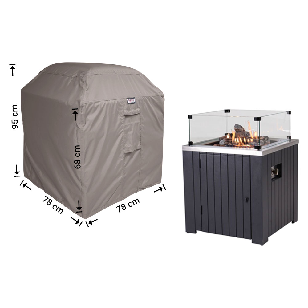 Schutzabdeckung Feuertisch 78 x 78 H: 68/95 cm