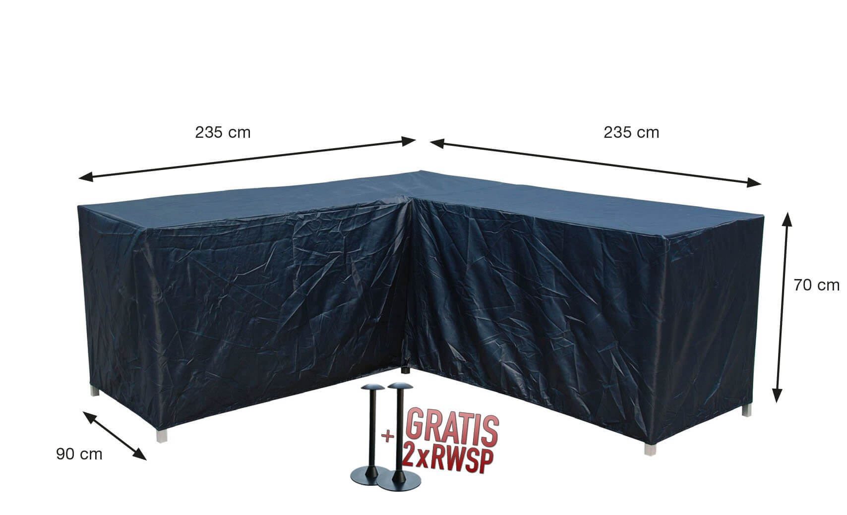 Eck-Lounge-Hülle L-form 235 x 235 x 90 H:70 cm