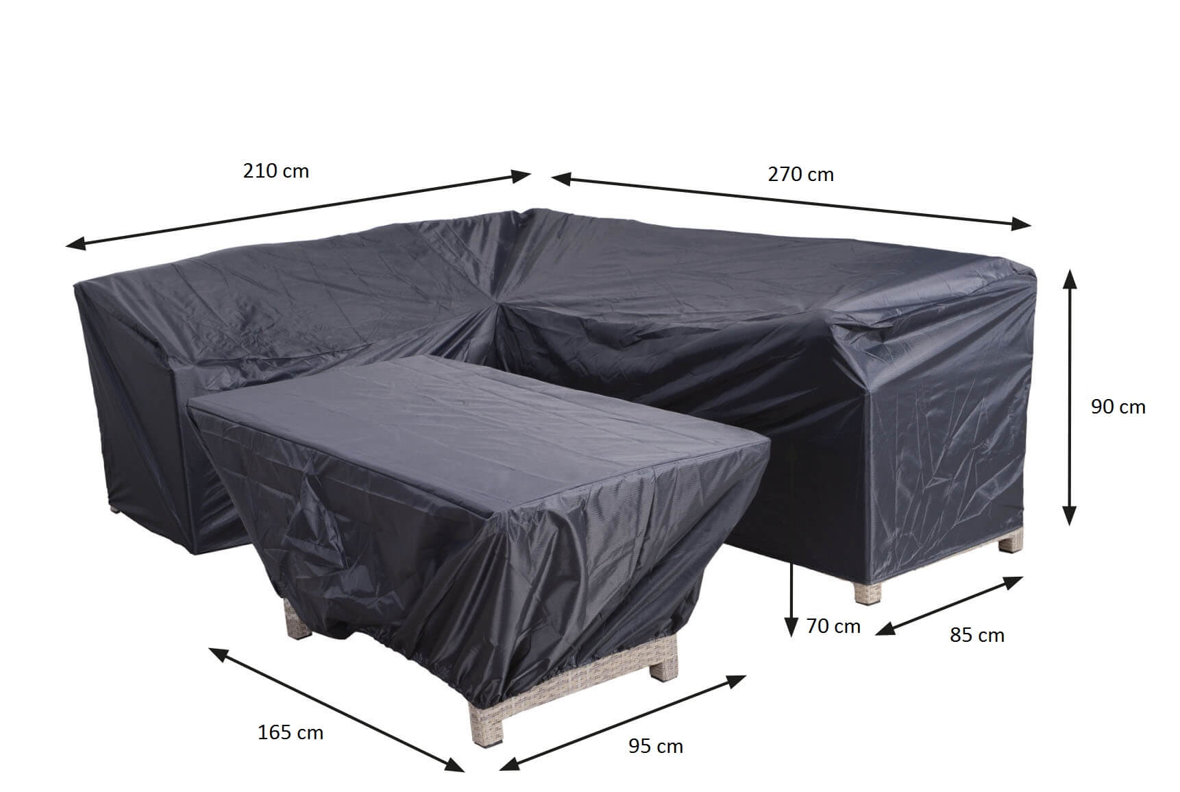 Lounge Dining Set Eckbank und Tischhülle 270 x 210 x 85 H:90 cm