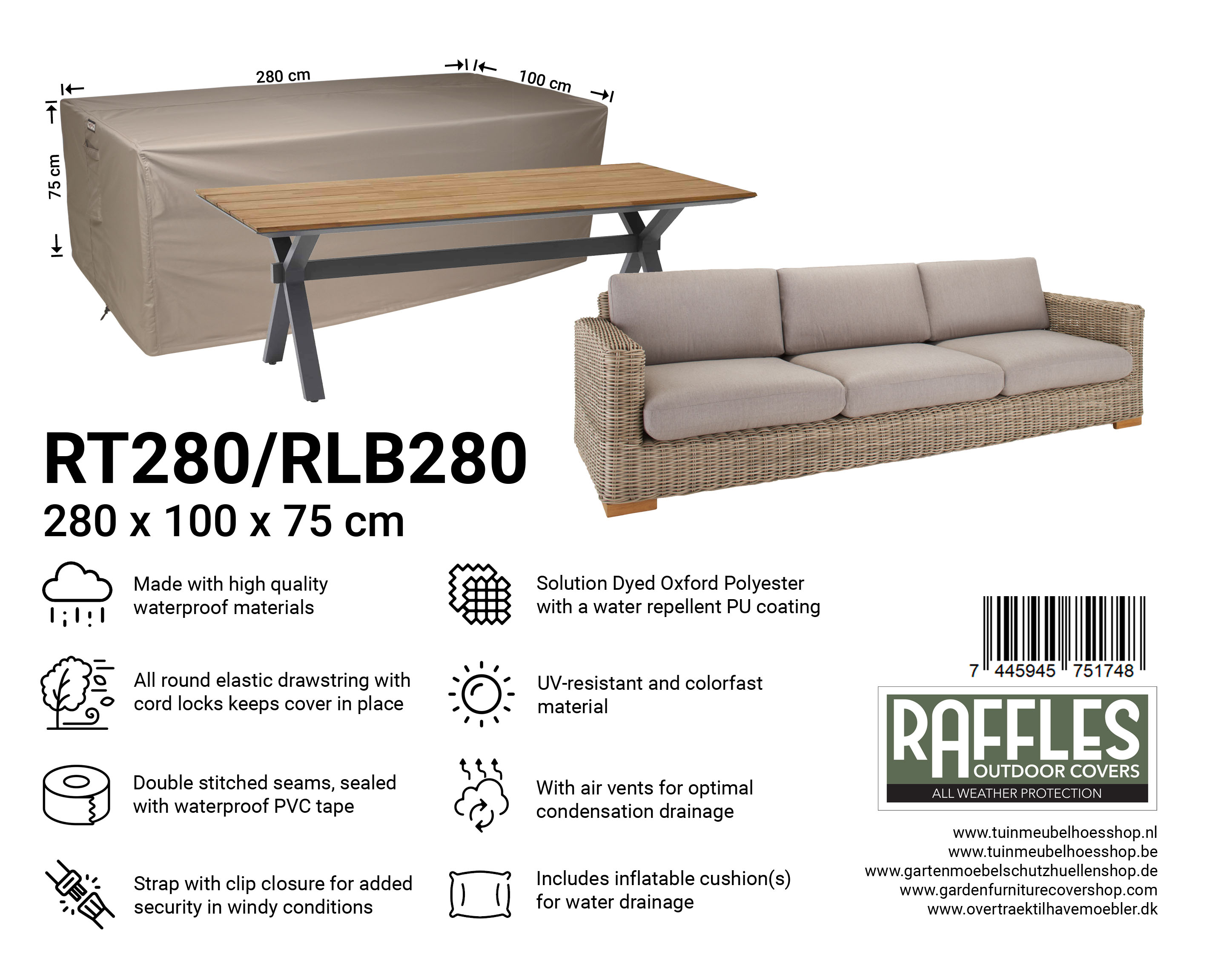 RT280-RLB280_-7445945751748-7445945743781Bcn7d2VMb1V6n RT280/RLB280 hoes voor tuintafel/lounge bank 280 x 100 H: 75 cm