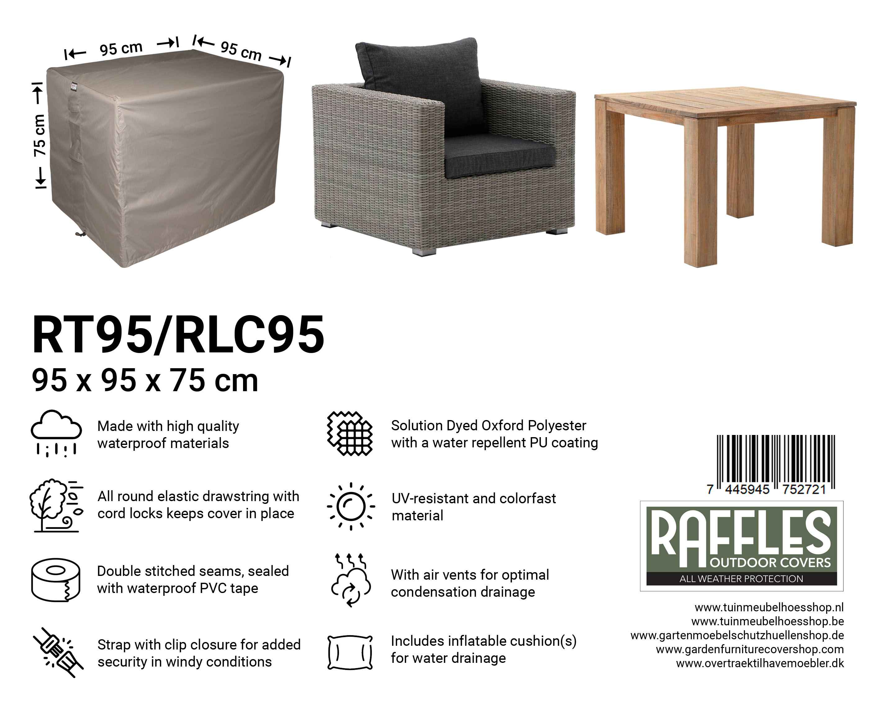 Wetterschutz für Lounge Sessel 95 x 95 H: 75 cm