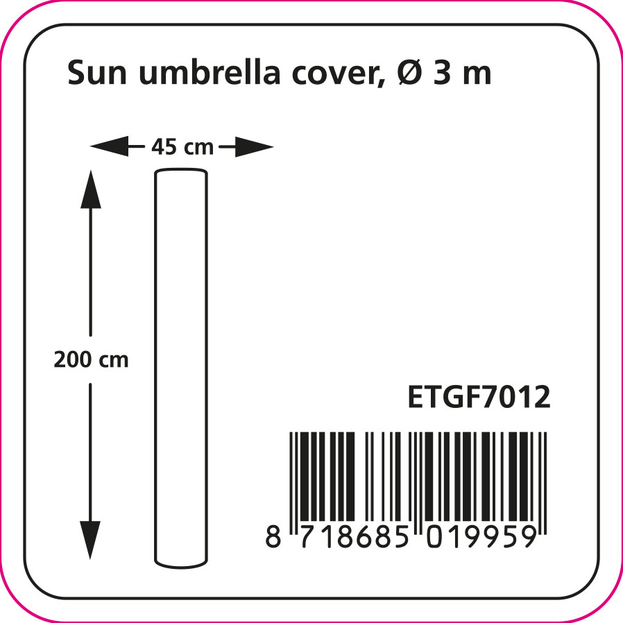 Sonnenschirmhülle mit Stab für normale Mittelstockschirme H: 200 cm