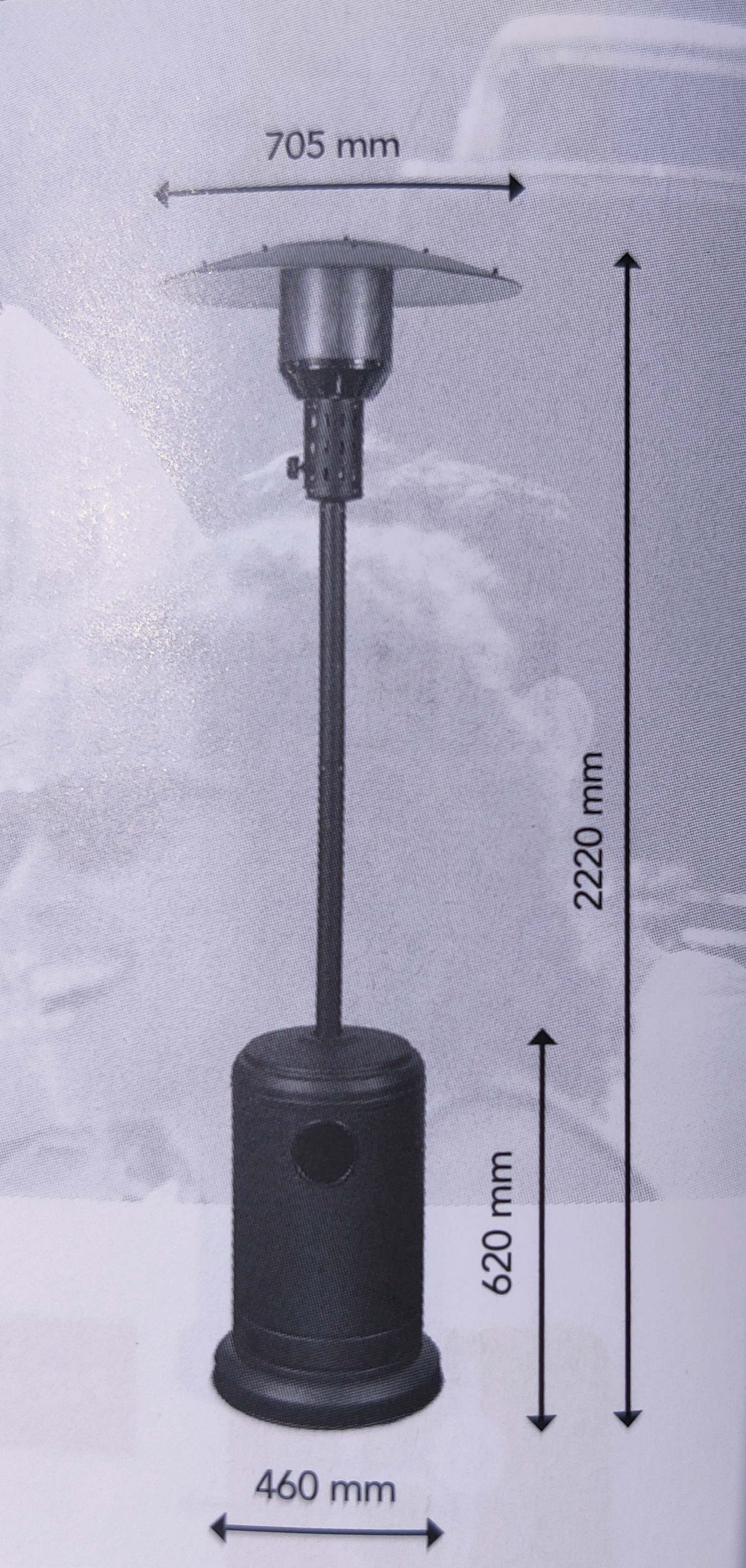 Abdeckung für Terrassenheizer oder Gas-Heizstrahler H: 220 Ø 70,5 cm
