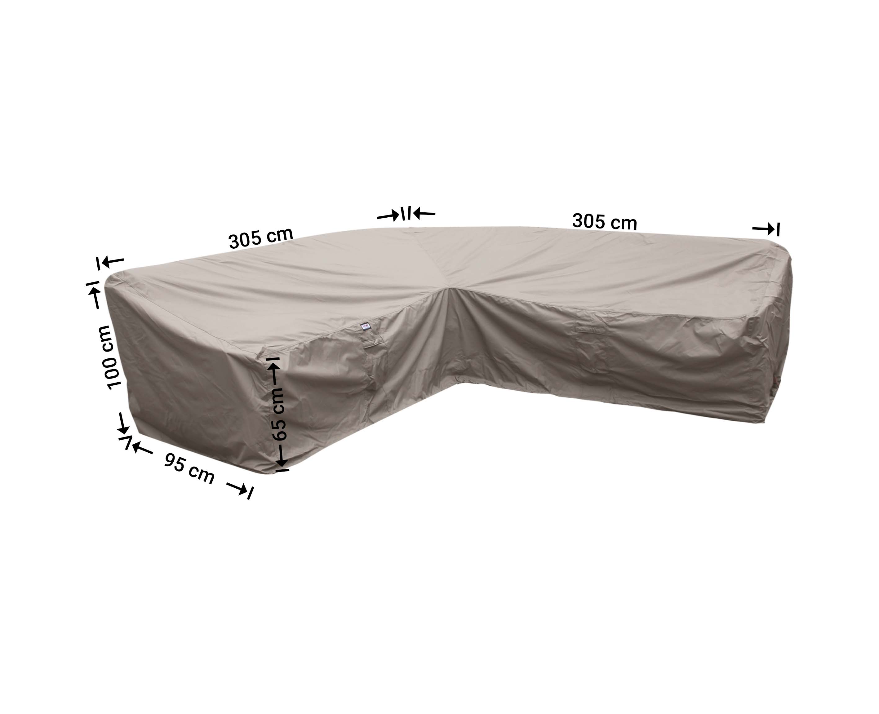 RDLHS305_blanco Abdeckhaube für Gartenmöbel Ecksofas 305 x 305 x 95 H: 100/65 cm