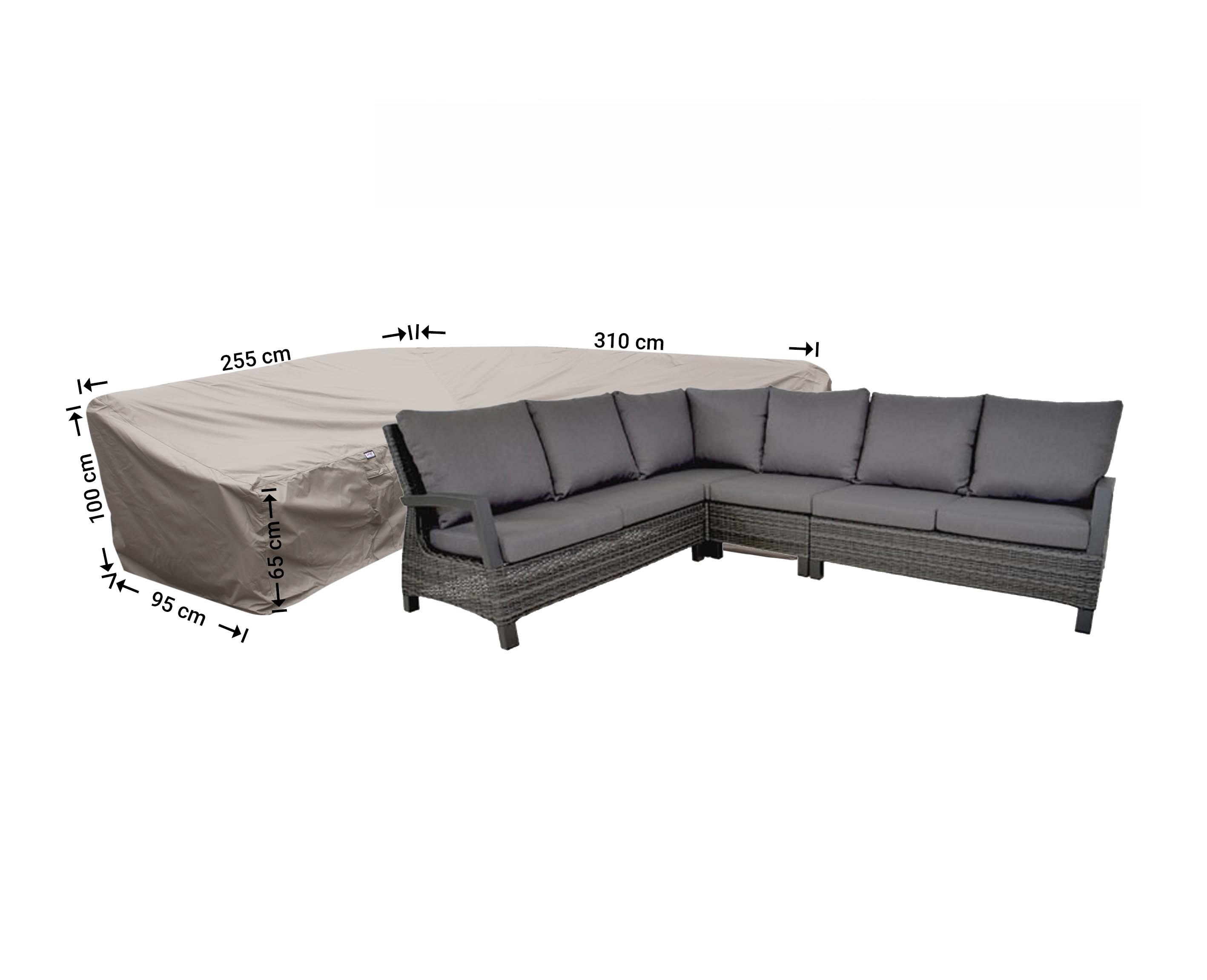 RDLHS310255left_hoes-bank Schutzhülle für Gartensofa 310 x 255 x 95 H: 100/65 cm