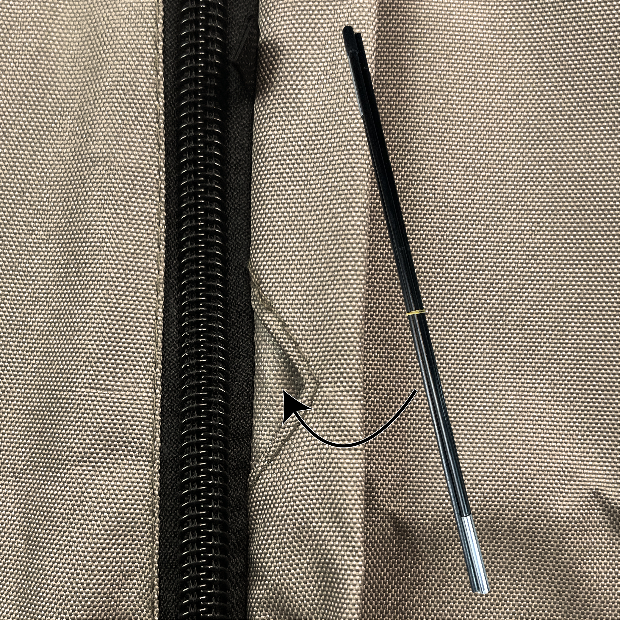 Parasolhoes-stok-en-insteek_Tekengebied-1 Uitsparing voor opzetstok parasolhoes 135 cm