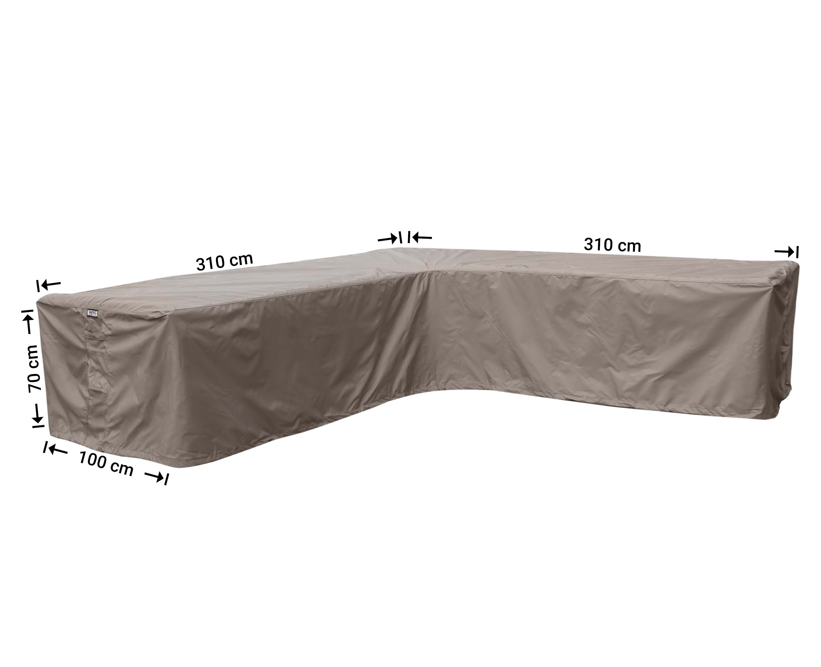 RHS310_hoes-afmetingen Abdeckhaube für L-Förmiges Sofa 310 x 310 x 100 H: 70 cm