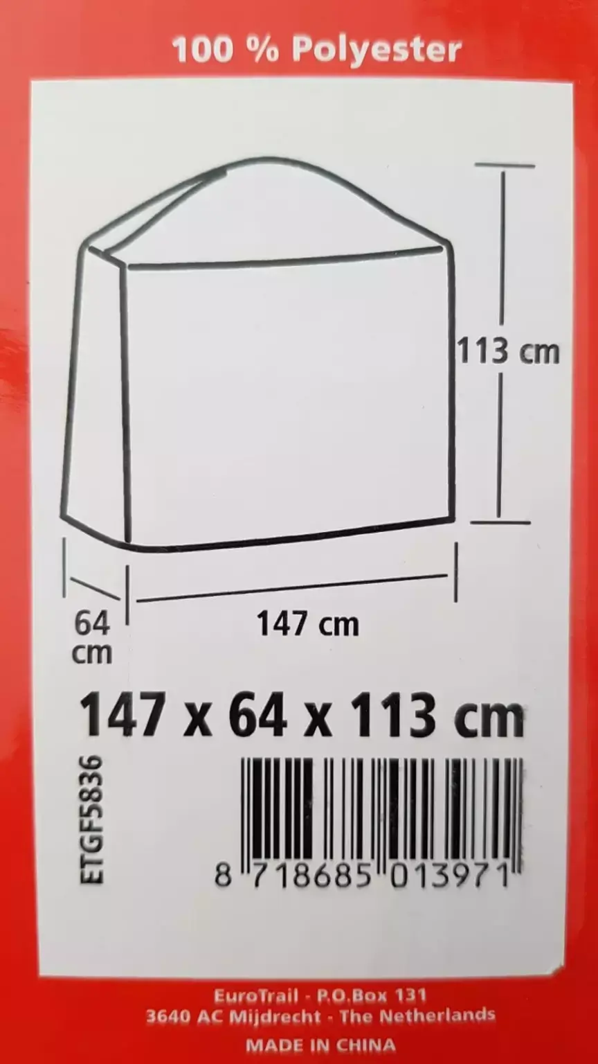 BBQ-Abdeckung 147 x 64 H: 113 cm