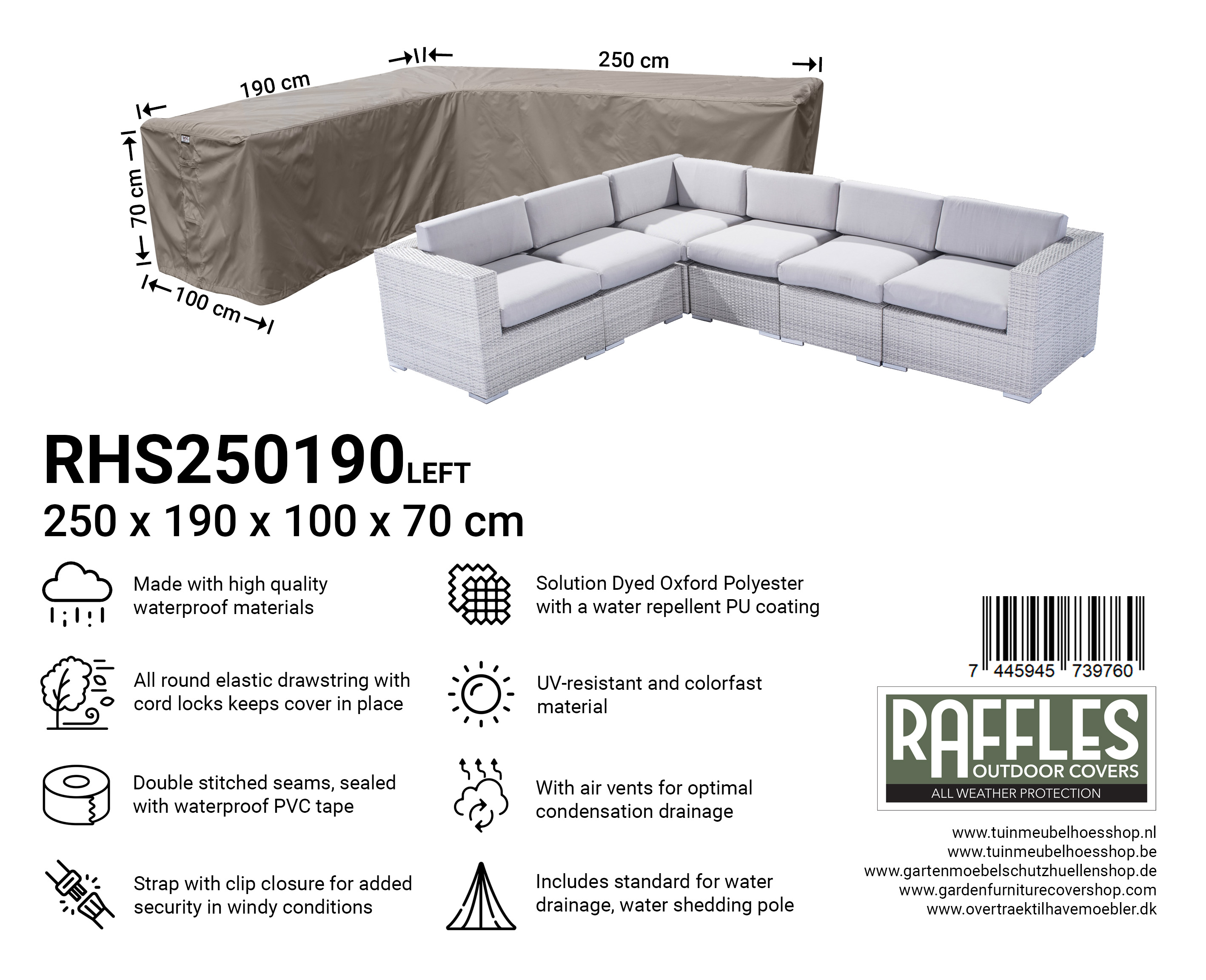 RHS250190left_7445945739760 RHS250190left hoes 250 x 190 x 100 H: 70 cm