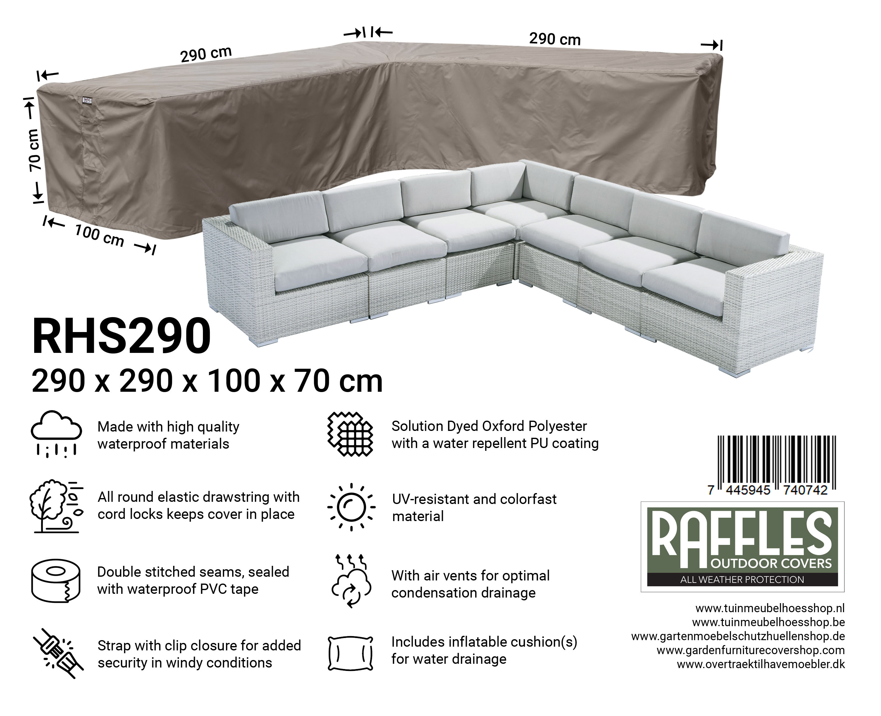 RHS290_7445945740742h17JHPCZr1a6E Schutzhülle Lounge L-Form 290 x 290 x 100 H: 70 cm