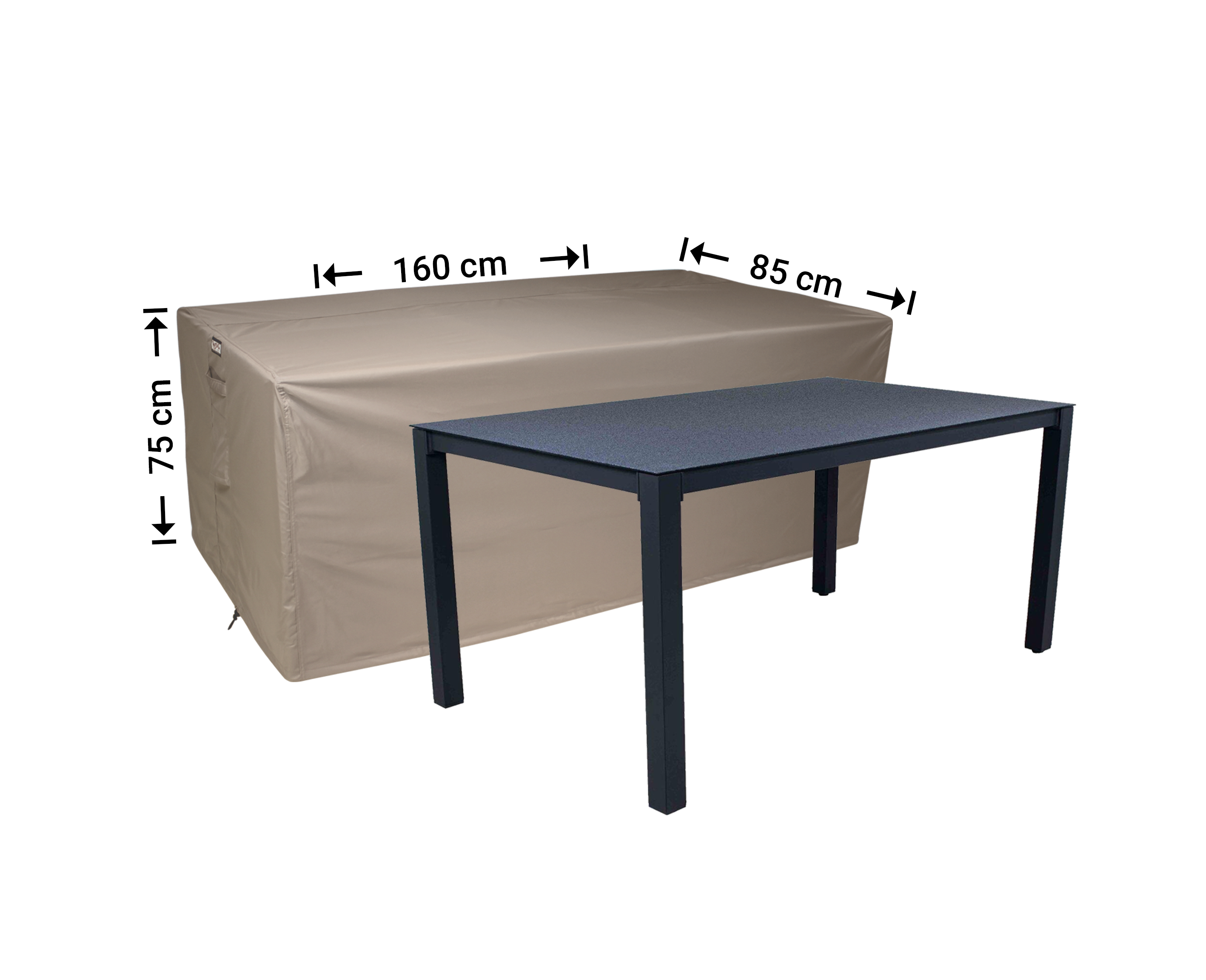 Abdeckplane für Gartentische 160 x 85 H: 75 cm