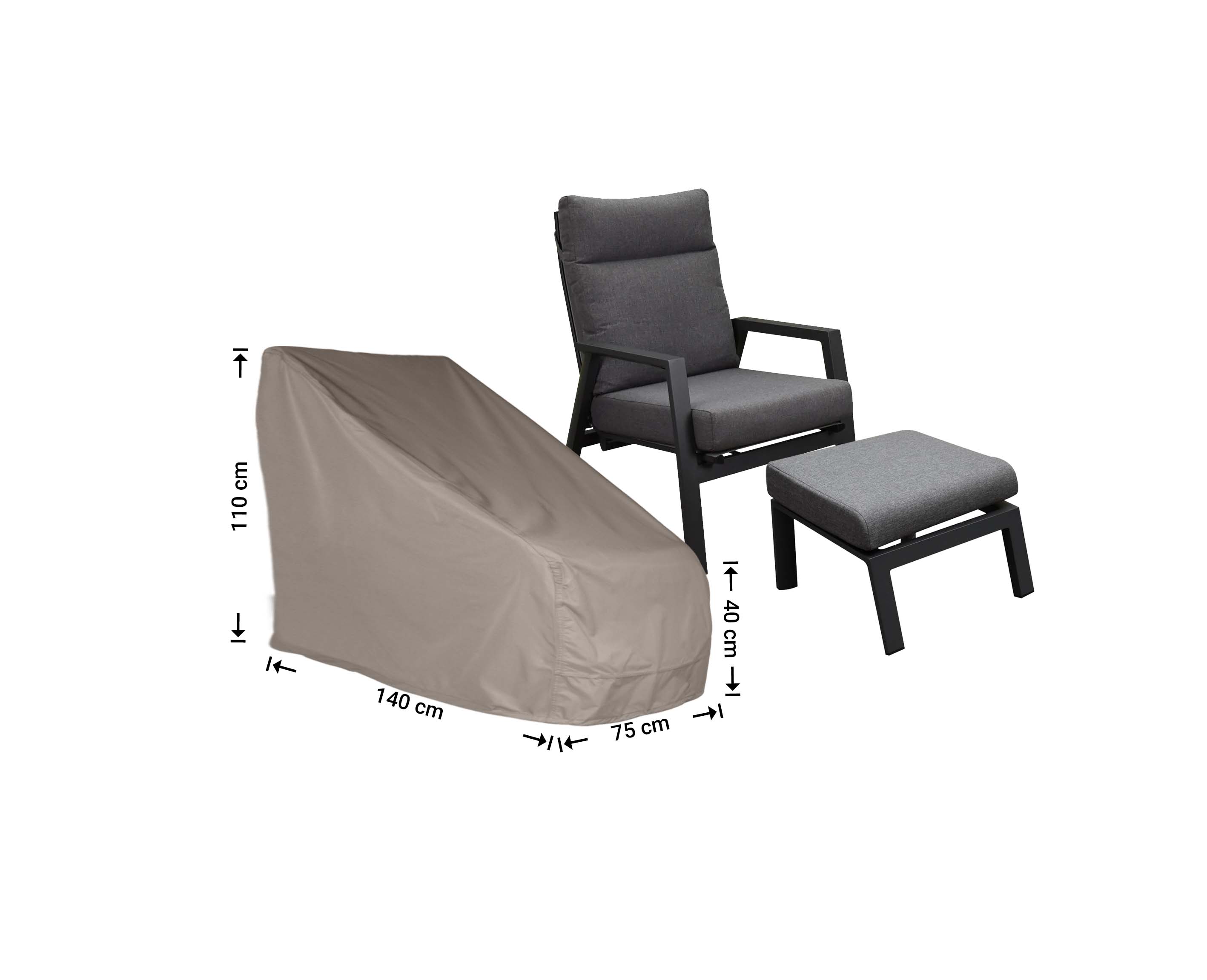 Schutzhülle Sessel 140 x 75 H: 110 / 40 cm, hohes Modell verstellbar plus Fußhocker Schutzhülle Sessel 140 x 75 H: 110 / 40 cm, hohes Modell verstellbar plus Fußhocker