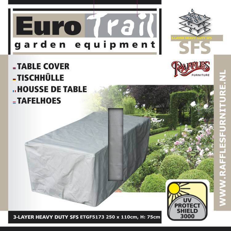 Abdeckung für rechteckige Gartentisch 225 x 110 H: 75 cm