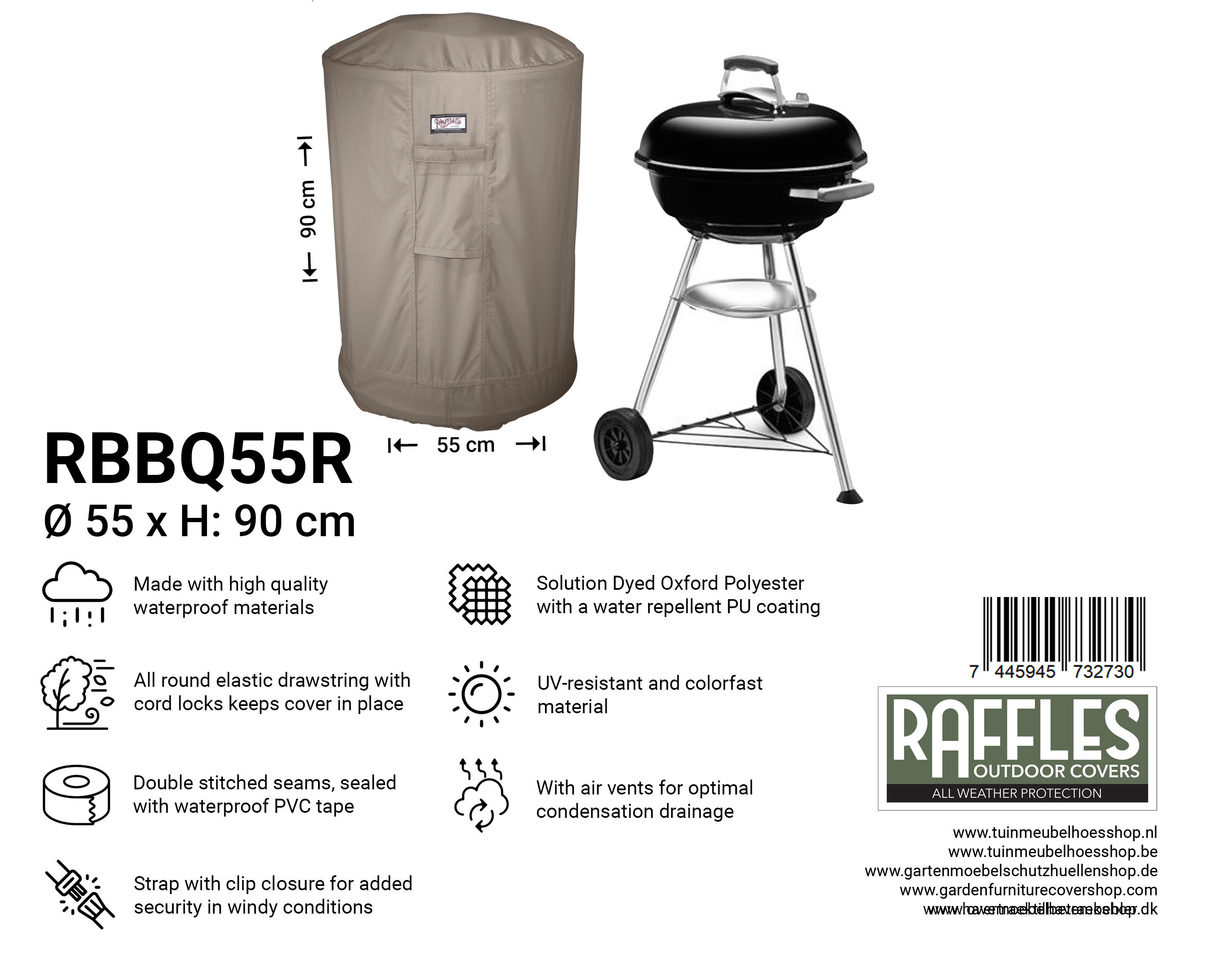 Runde Grillabdeckung Ø 55 H: 90 cm