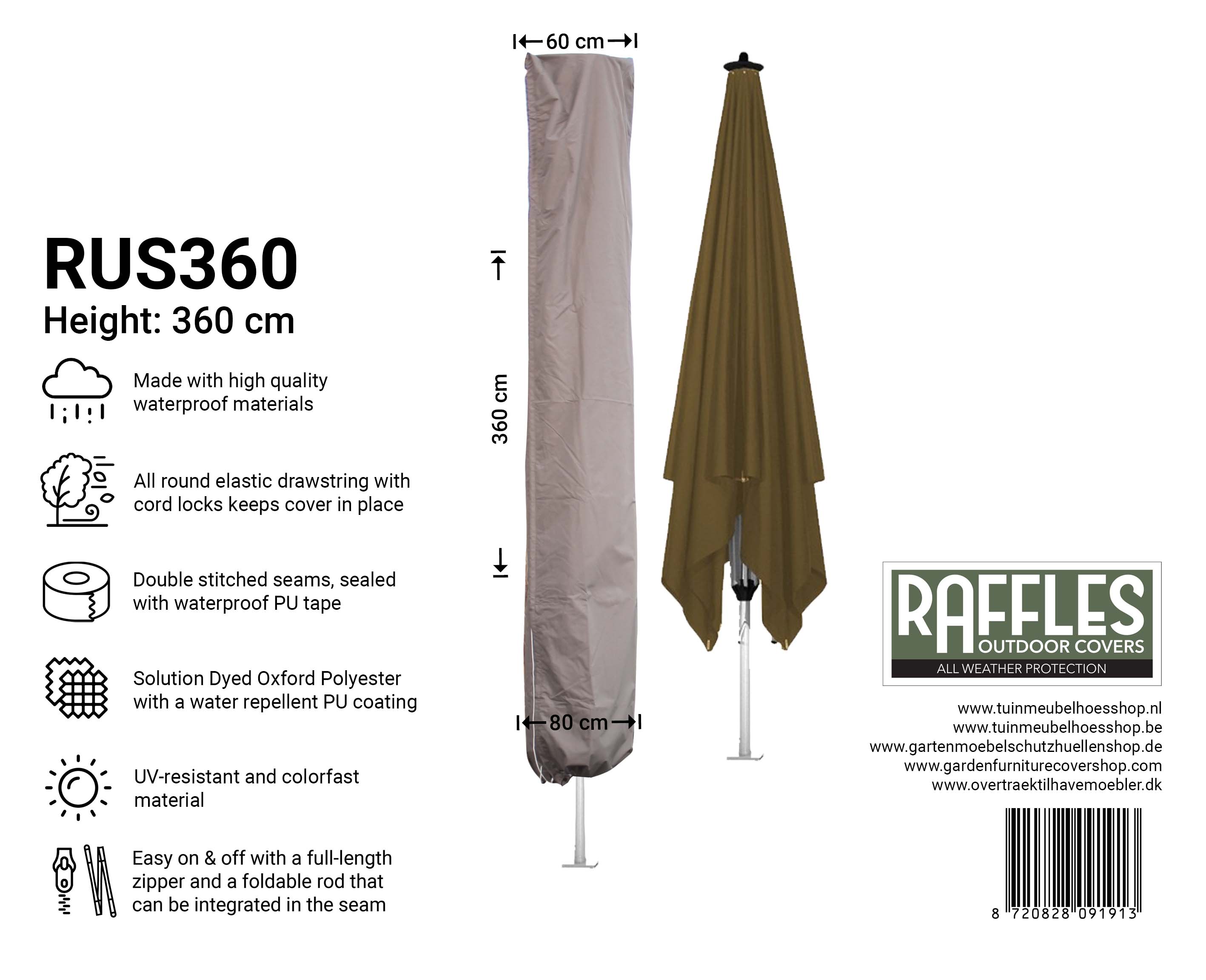 Schutzhülle für Gastro-Sonnenschirm H: 360 cm