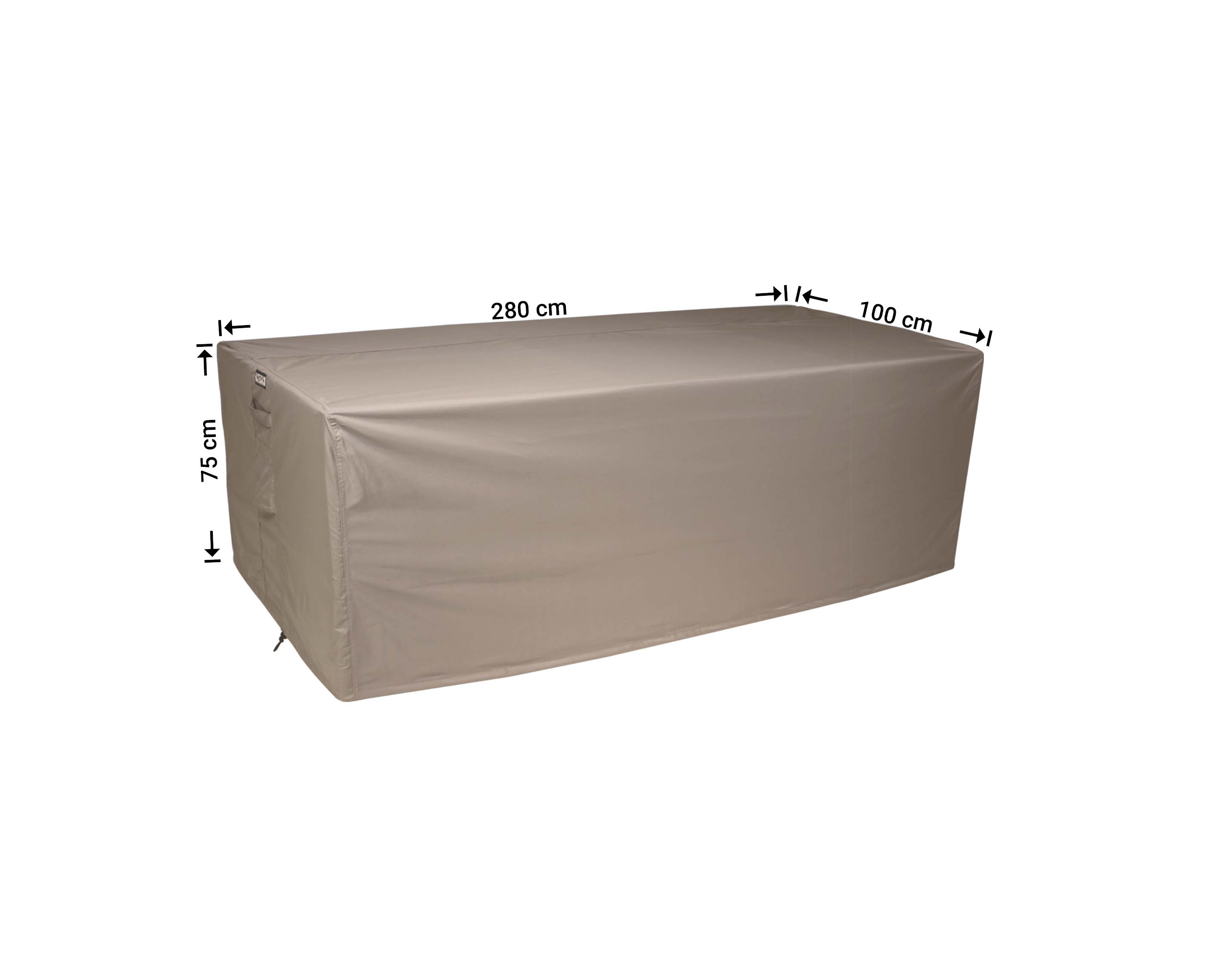 RTRLC280_hoes-met-afmeting Beschermhoes voor tuintafel 280 x 100 H: 75 cm