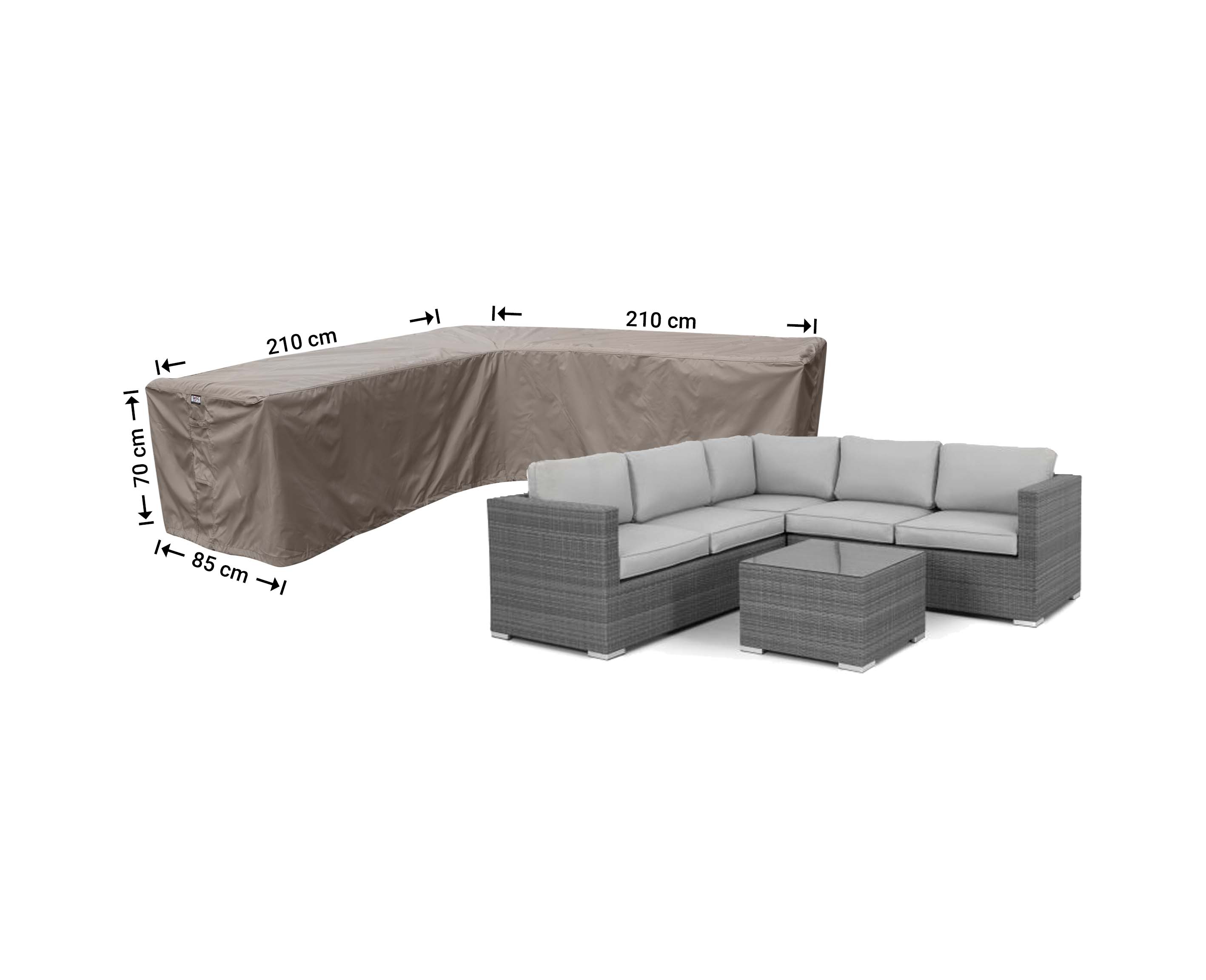 Schutzhülle Ecksofa 210 x 210 x 85 H: 70 cm Schutzhülle Ecksofa 210 x 210 x 85 H: 70 cm