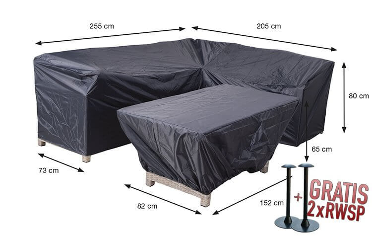 Schutzhülle Lounge Dining Eckbank und Tisch 255 x 205 x 73 H:80 cm