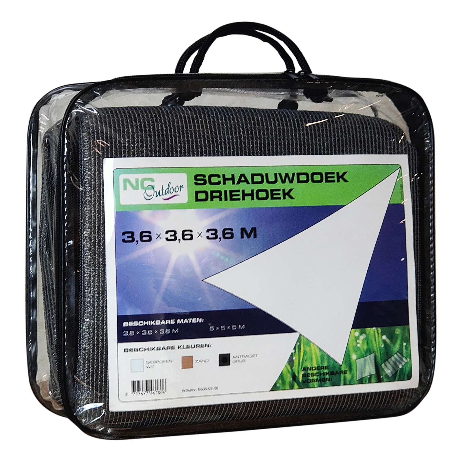 Schaduwdoek NC Outdoor 3,6 m - antraciet packaging