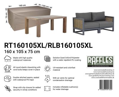 ULTCOVER Terrassenmöbel-Abdeckung Wasserdicht – Rechteckig 315x183 Cm, Für Tisch Mit Stühlen, Mit Belüftung & Haltegurten